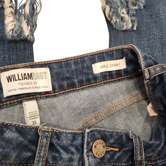 William Rast By Justin Timberlake & Trace Ayala Fringed Ankle Ripped Jeans Sz 25 - Picture 3 of 5